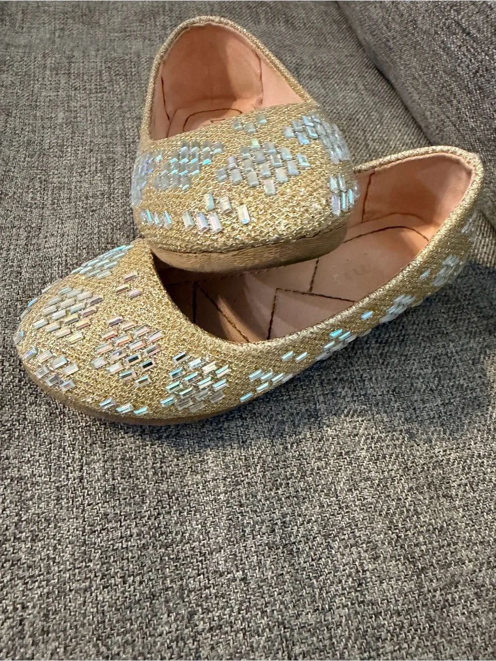 Link Comfort Gold and Silver Embellished Girl’s Flats/Slip Ons Size 10 GUC
